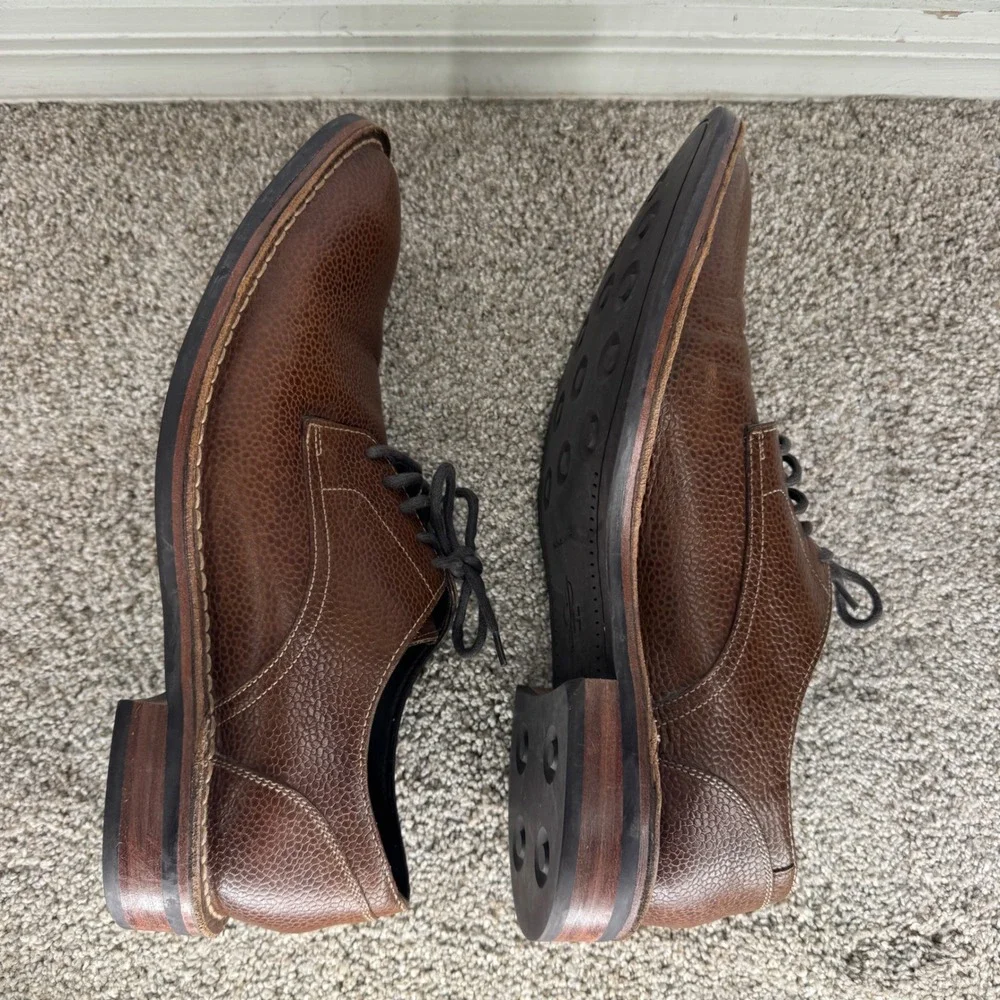 Cole Haan Mens 10.5M Brown‎ Pebbled Leather Derby Shoes Lace Up Oxfords Casual